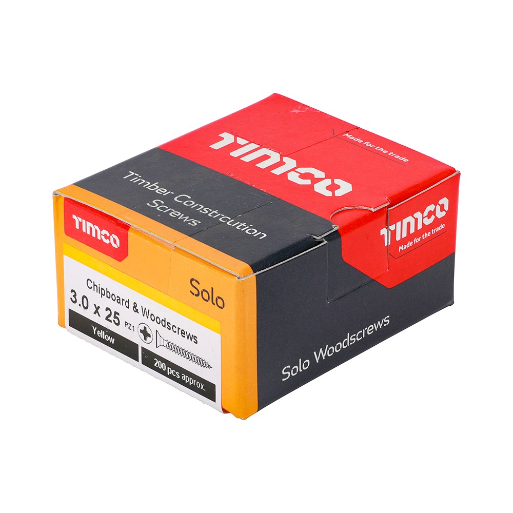 TIMCO Solo Woodscrews - PZ - 3.0 x 25mm (200 Pack)