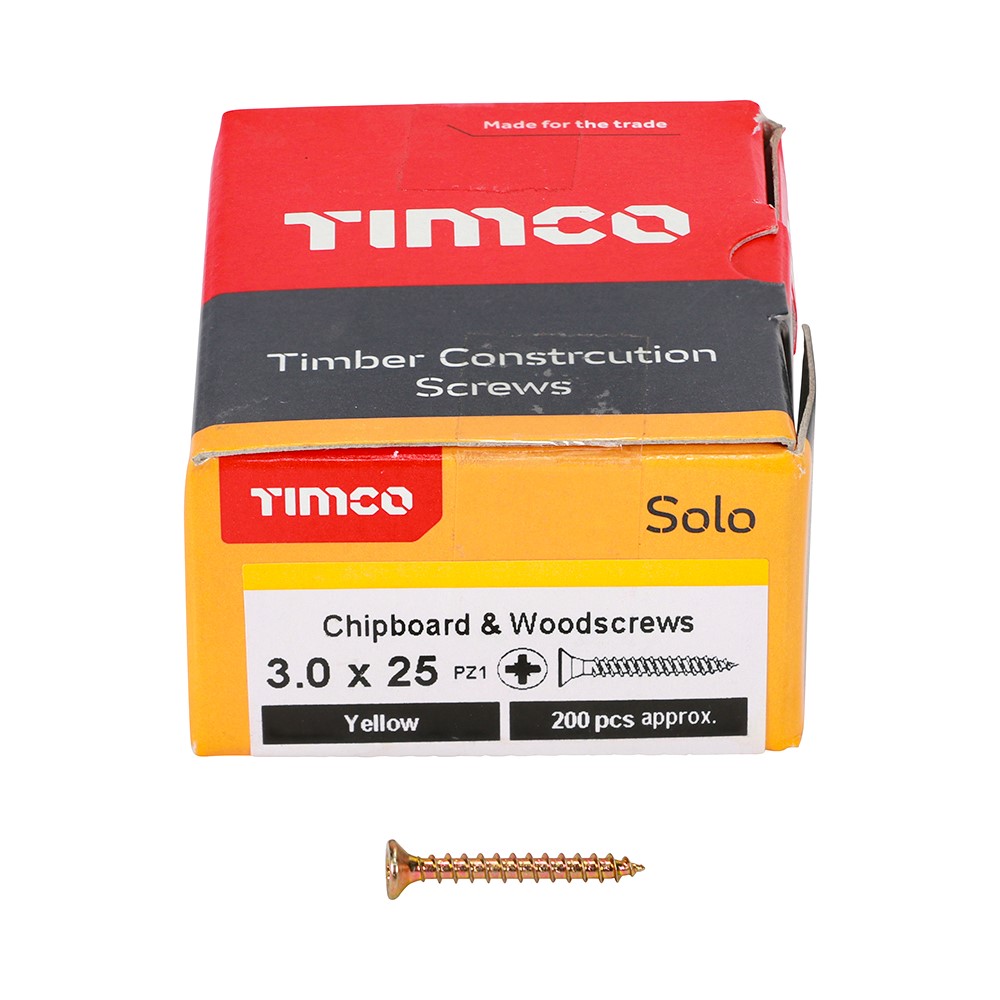 TIMCO Solo Woodscrews - PZ - 3.0 x 25mm (200 Pack)