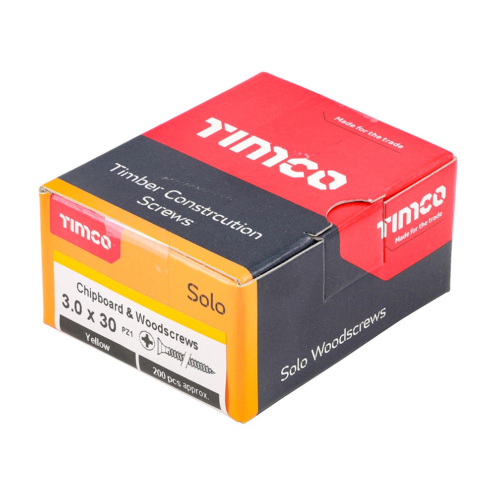 TIMCO Solo Woodscrews - PZ - 3.0 x 30mm (200 Pack)