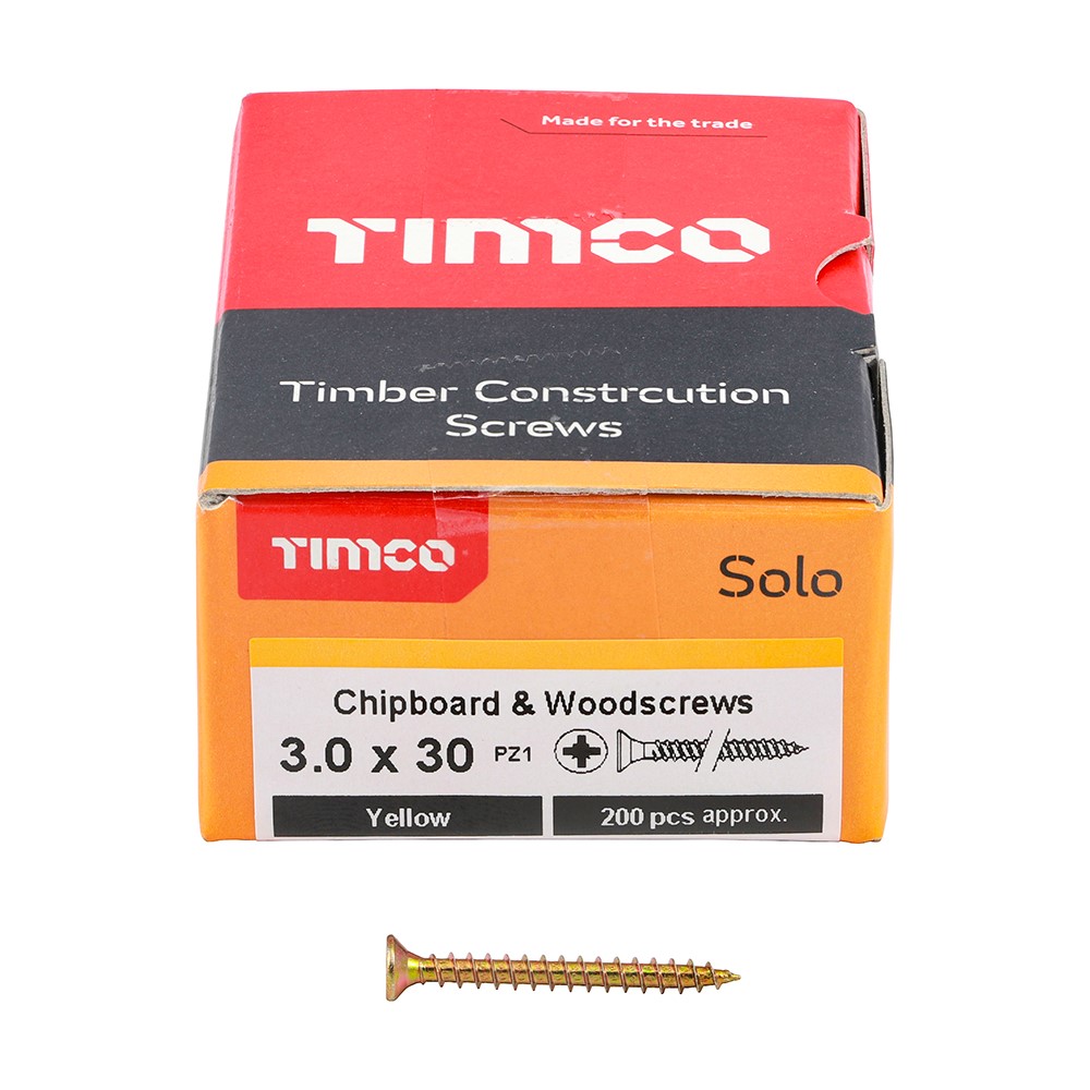 TIMCO Solo Woodscrews - PZ - 3.0 x 30mm (200 Pack)