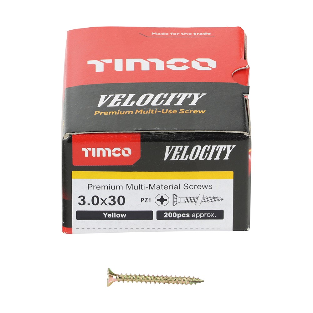 TIMCO Velocity Premium Multi-Use Screws - PZ - 3.0 x 30mm (200 Pack)