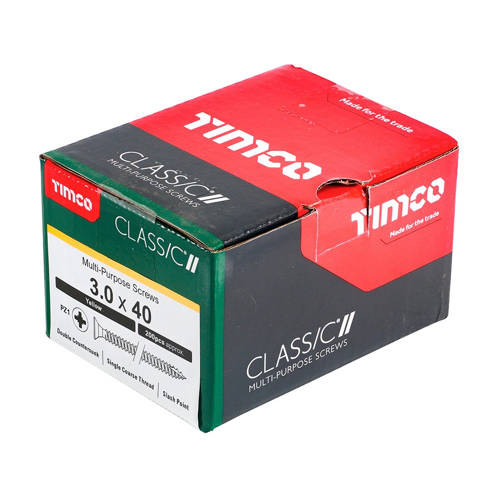 TIMCO Classic Multi-Purpose Screws - PZ - 3.0 x 40mm (200 Pack)