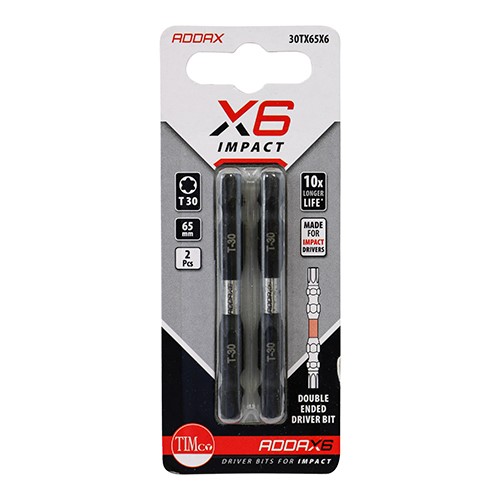 TIMCO Impact Driver Bits - TX - Double Ended TX30 x 65mm (2 Pack)
