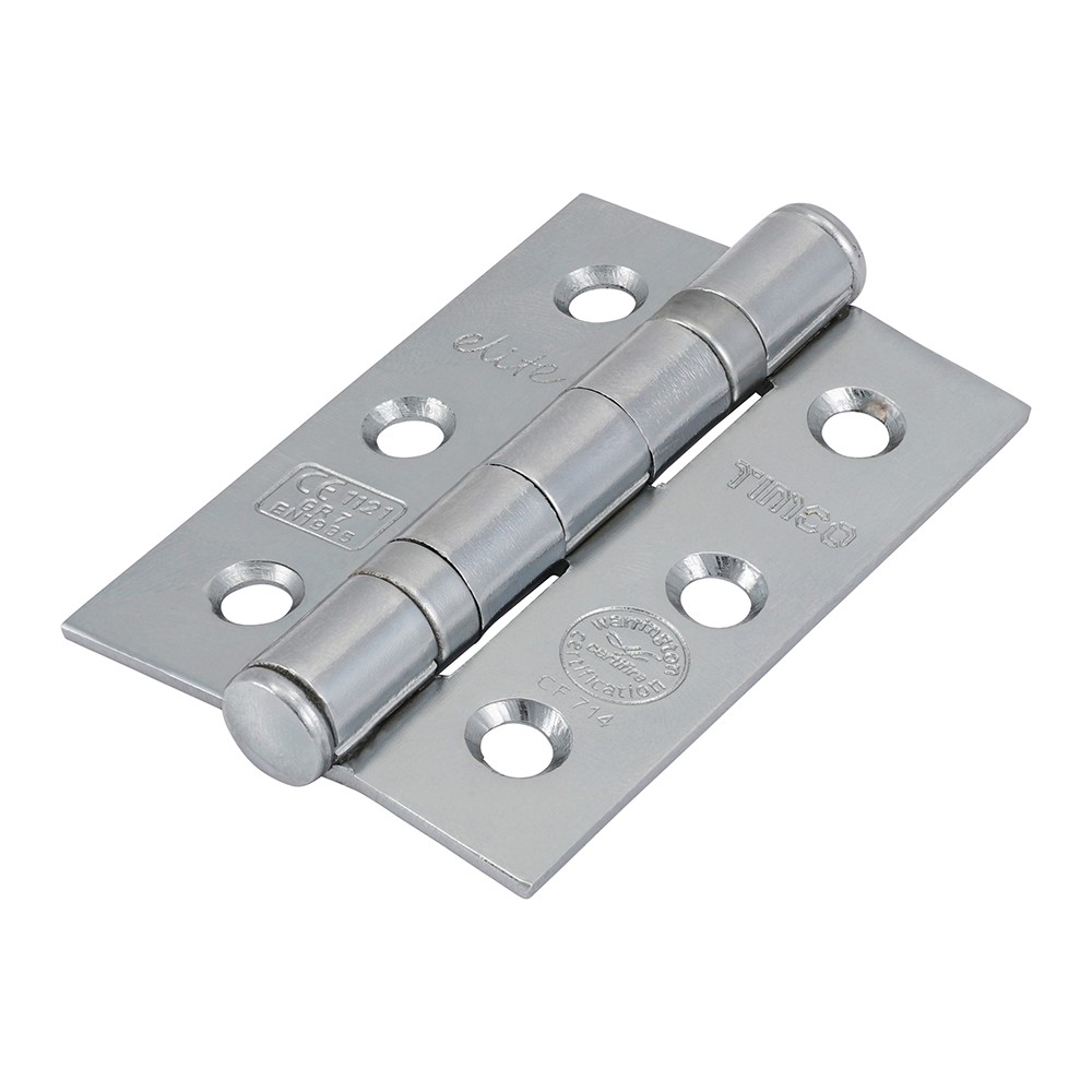 TIMCO Grade 7 Ball Bearing Fire Door Hinges - Polished Chrome 75 x 50mm (2)