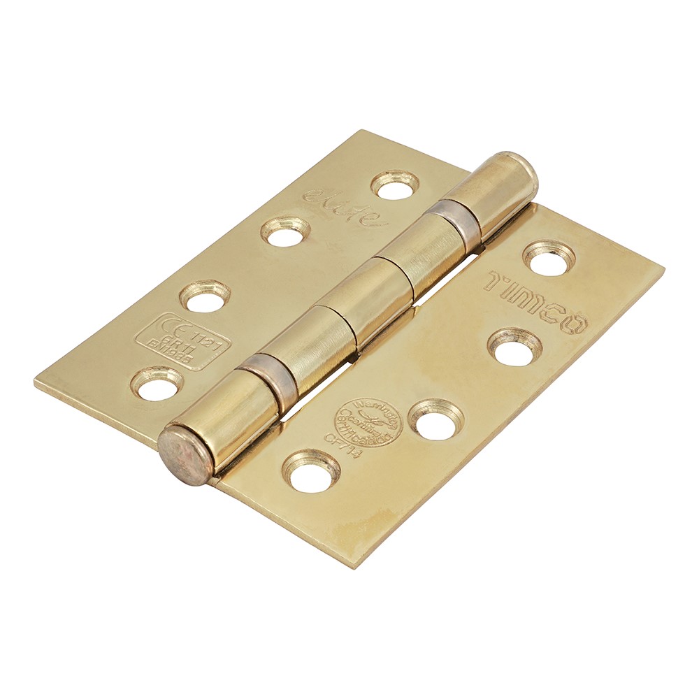 TIMCO Grade 11 Ball Bearing Fire Door Hinges - Electro Brass 101 x 76mm (2)