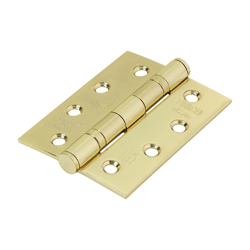 TIMCO Grade 13 Fire Door Hinges - Electro Brass Stainless Steel 101 x 76 x 3mm (2 Pack)