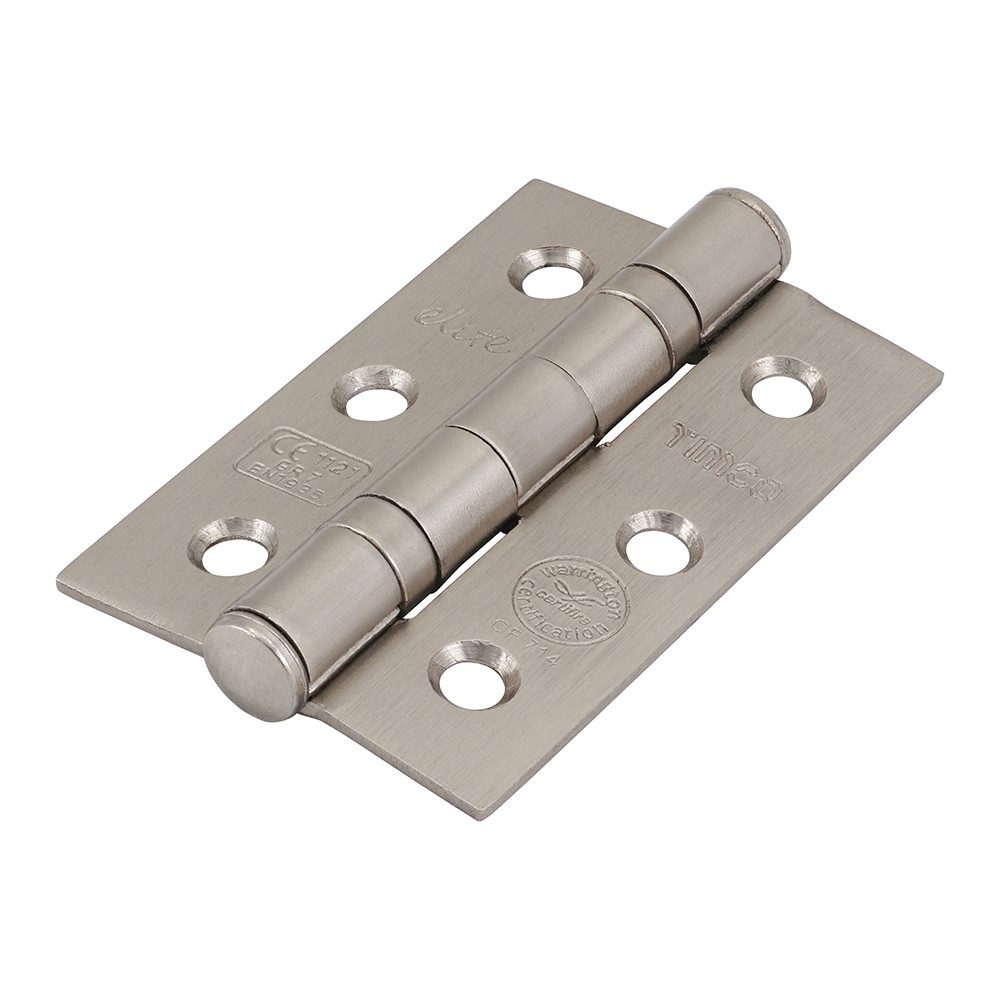 TIMCO Grade 7 Fire Door Hinges - Satin Nickel 76 x 51 x 2.2mm (2 Pack)