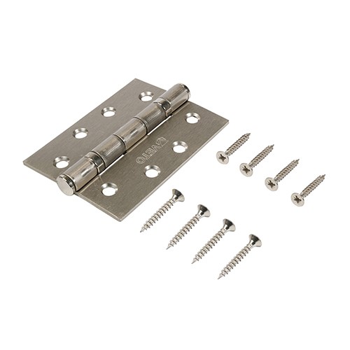 TIMCO Twin Ball Bearing Hinges - Steel - Satin Nickel 102 x 76mm (2 Pack)