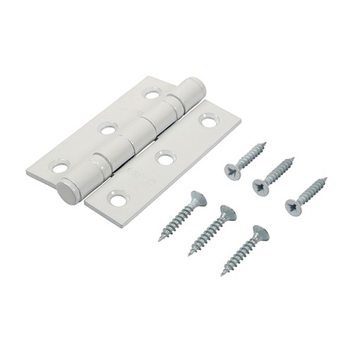 TIMCO Twin Ball Bearing Hinges - Steel - White 76 x 51mm (2 Pack)