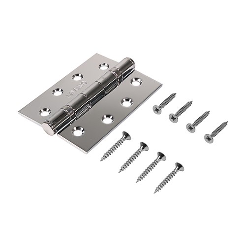 TIMCO Twin Ball Bearing Hinges - Steel - Polished Chrome 102 x 76mm (2 Pack)