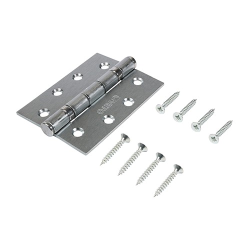 TIMCO Twin Ball Bearing Hinges - Steel - Satin Chrome 102 x 76mm (2 Pack)
