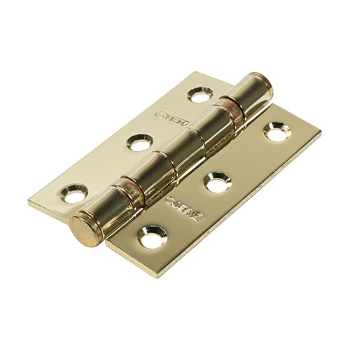 TIMCO Twin Ball Bearing Hinges - Steel - Electro Brass 76 x 51mm (2 Pack)