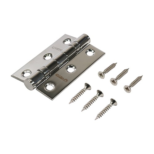 TIMCO Twin Ball Bearing Hinges - Stainless Steel - Polished 76 x 51mm (2 Pack)