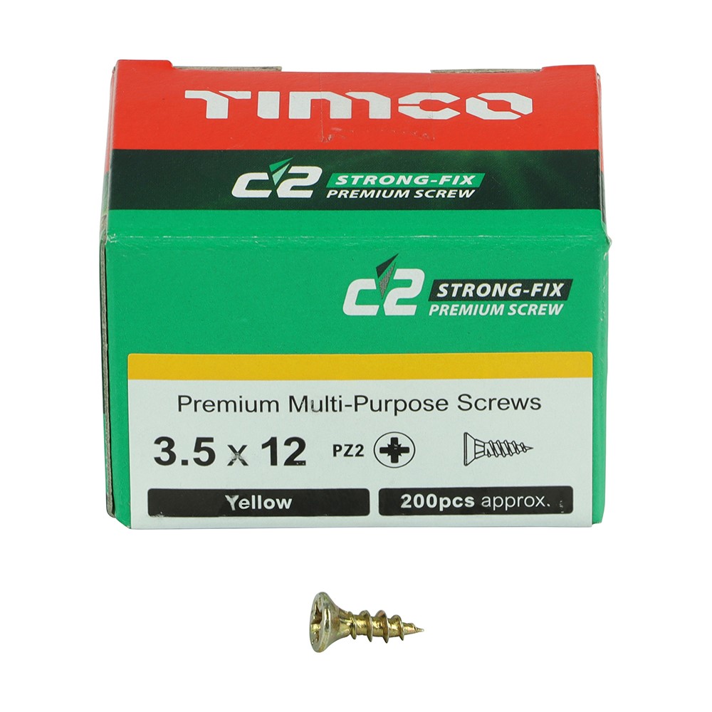 TIMCO C2 Strong-Fix Multi-Purpose Premium Screws - PZ - 3.5 x 12mm (200 Pack)