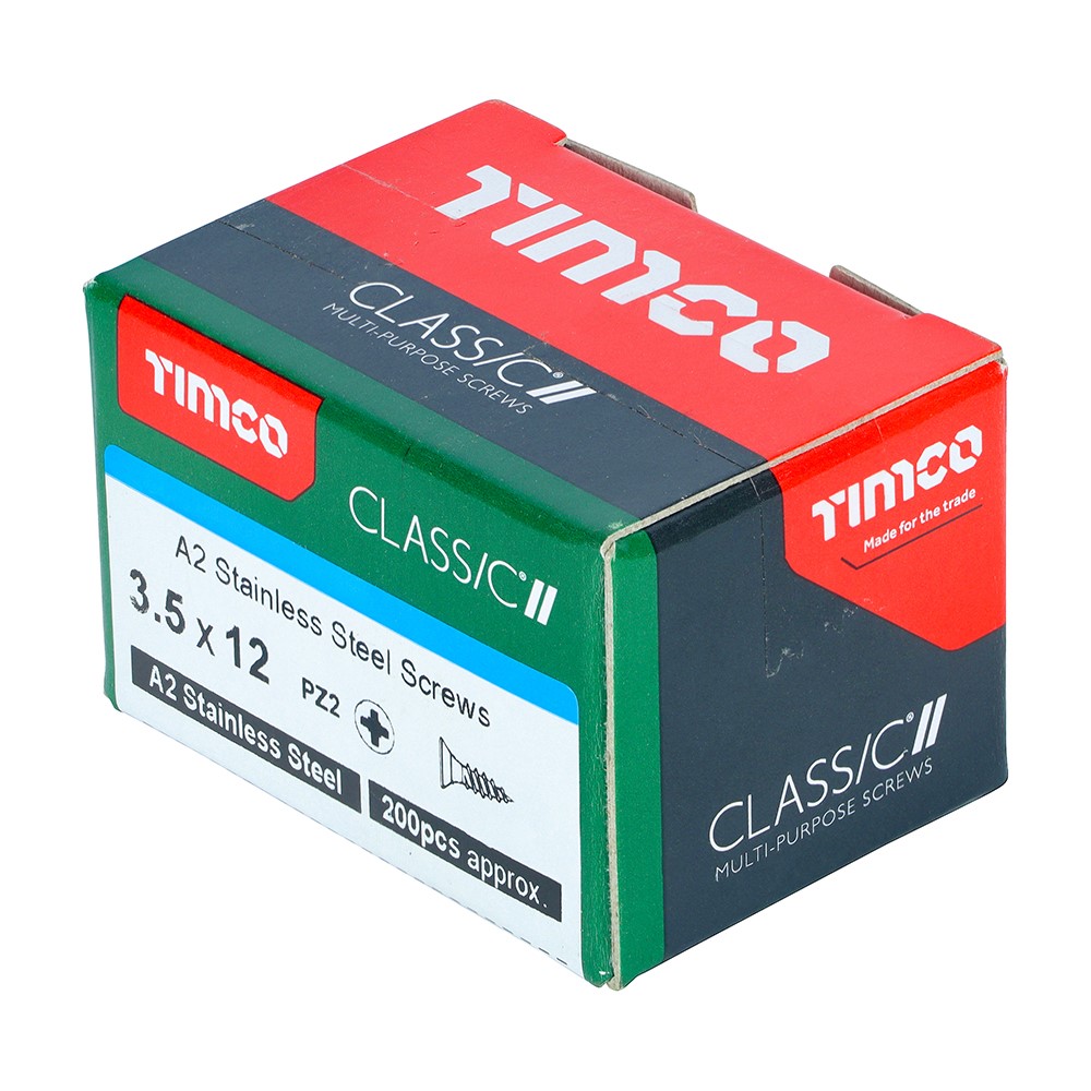 TIMCO Classic Multi-Purpose Screws - PZ -A2 Stainless Steel 3.5 x 12mm (200 Pack)