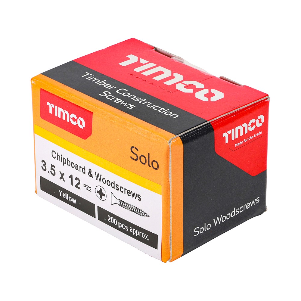 TIMCO Solo Woodscrews - PZ - 3.5 x 12mm (200 Pack)