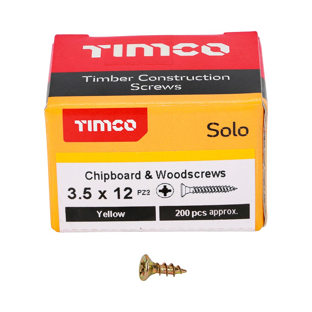 TIMCO Solo Woodscrews - PZ - 3.5 x 12mm (200 Pack)