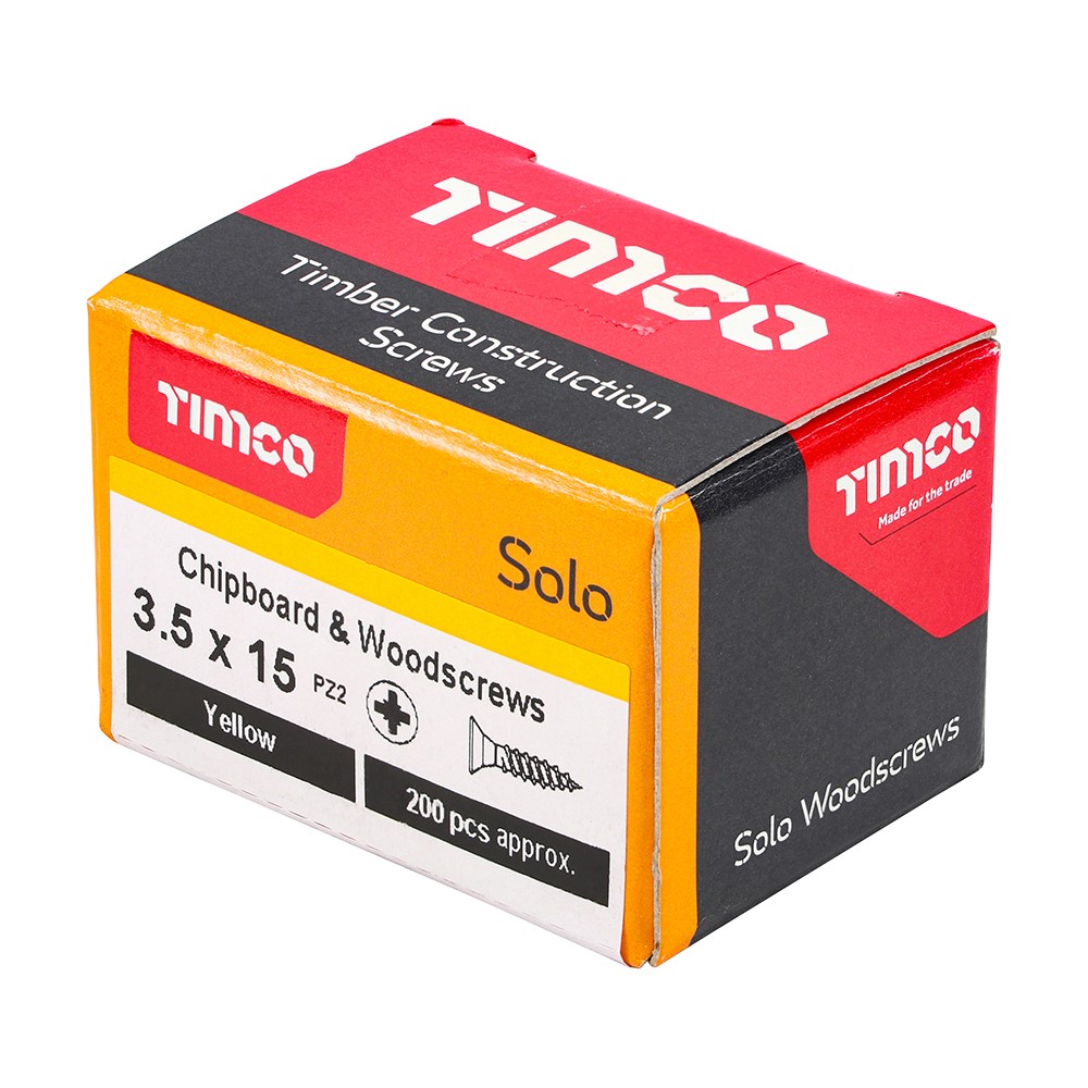 TIMCO Solo Woodscrews - PZ - 3.5 x 15mm (200 Pack)