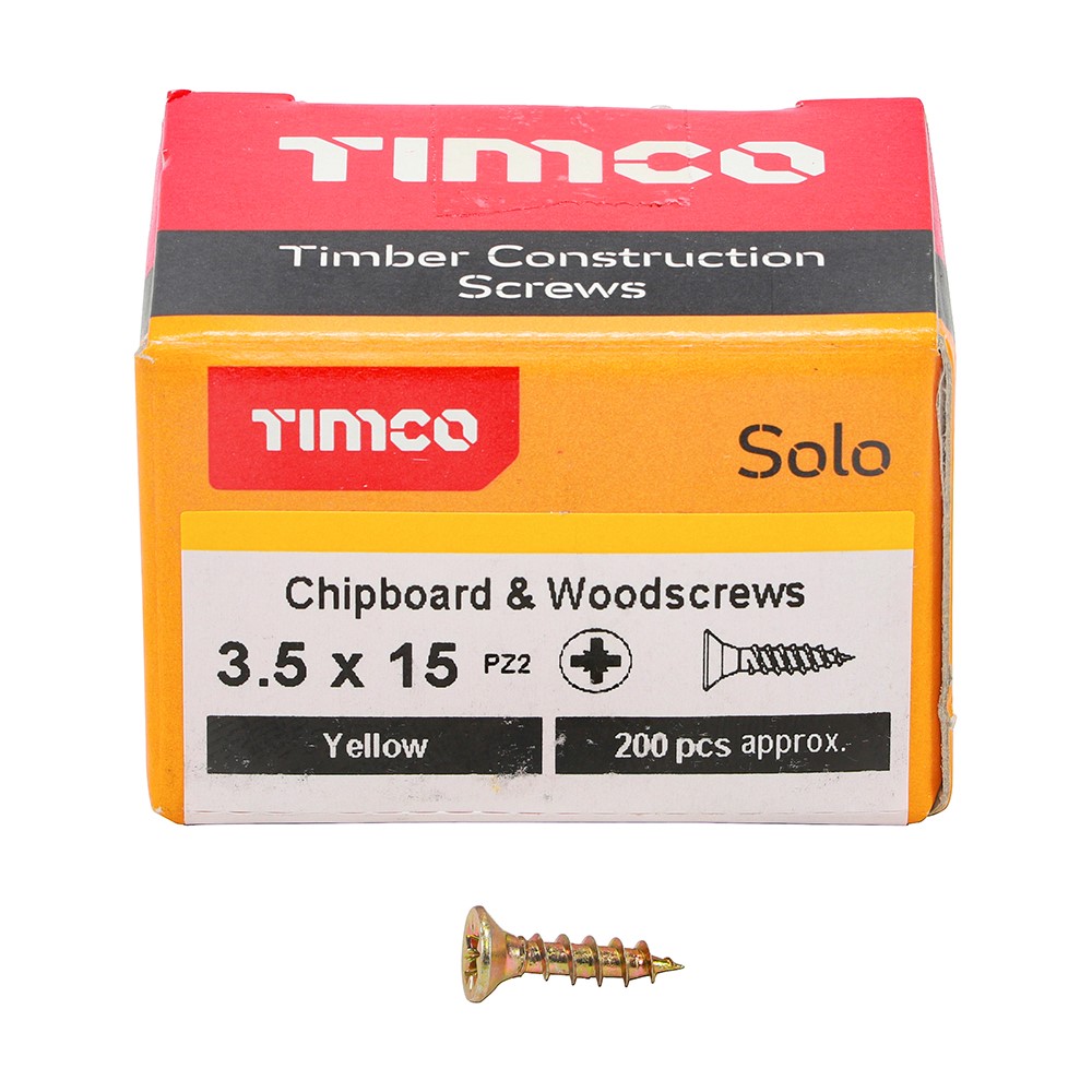 TIMCO Solo Woodscrews - PZ - 3.5 x 15mm (200 Pack)