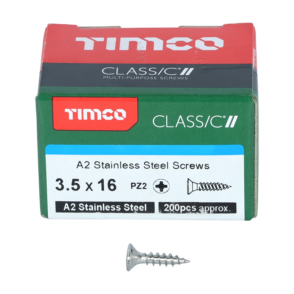 TIMCO Classic Multi-Purpose Screws - PZ -A2 Stainless Steel 3.5 x 16mm (200 Pack)