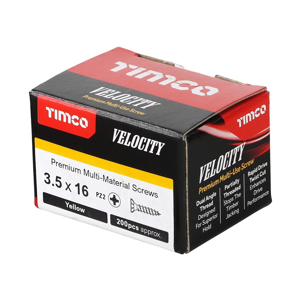 TIMCO Velocity Premium Multi-Use Screws - PZ - 3.5 x 16mm (200 Pack)