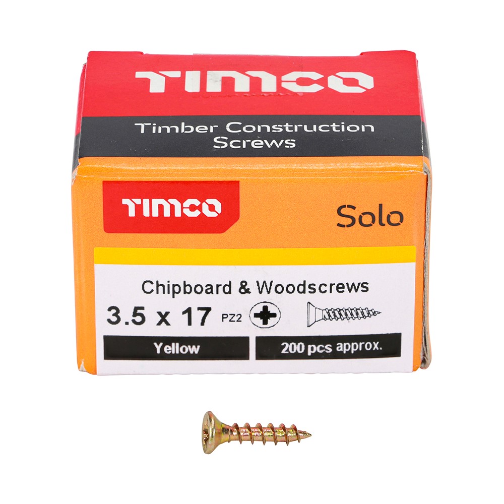 TIMCO Solo Woodscrews - PZ - 3.5 x 17mm (200 Pack)