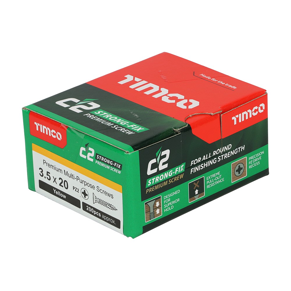 TIMCO C2 Strong-Fix Multi-Purpose Premium Screws - PZ - 3.5 x 20mm (200 Pack)