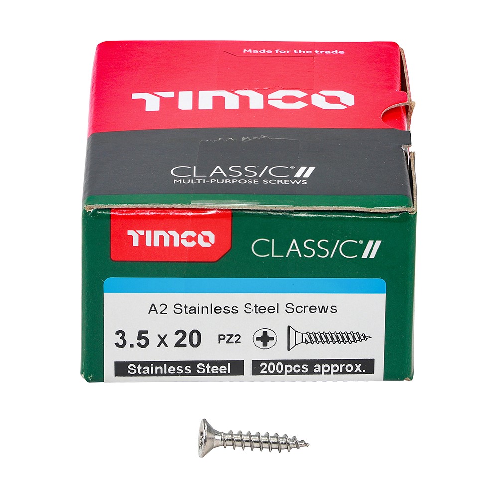 TIMCO Classic Multi-Purpose Screws - PZ -A2 Stainless Steel 3.5 x 20mm (200 Pack)