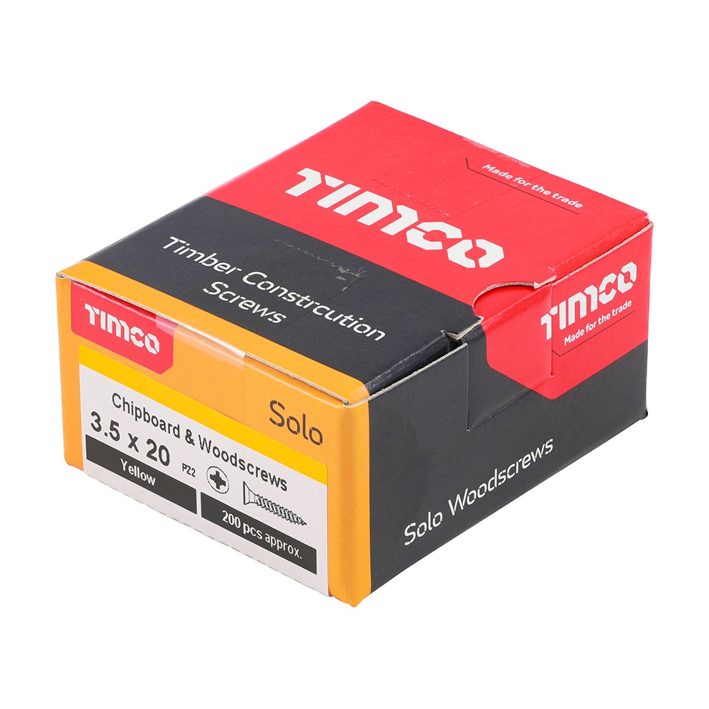 TIMCO Solo Woodscrews - PZ - 3.5 x 20mm (200 Pack)