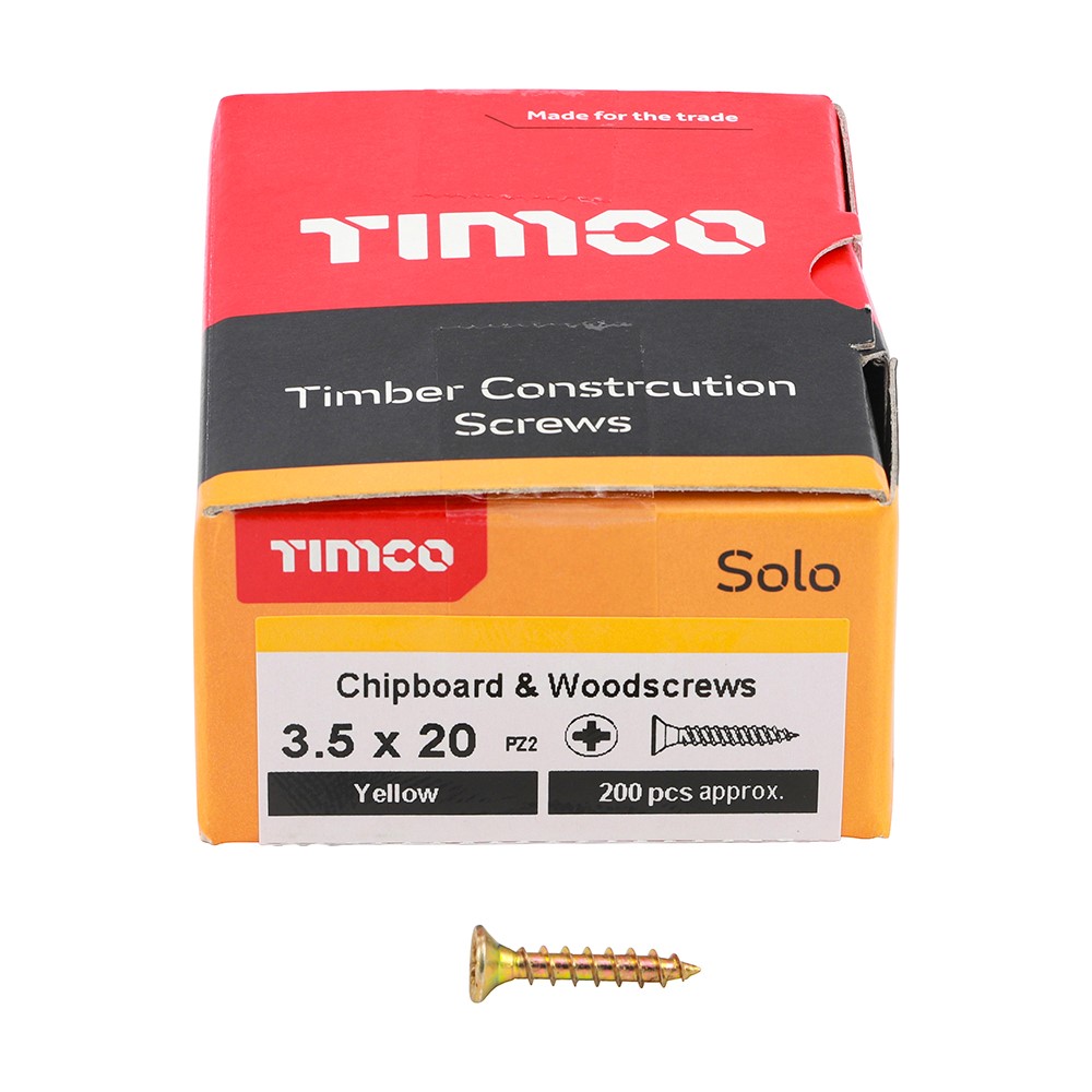 TIMCO Solo Woodscrews - PZ - 3.5 x 20mm (200 Pack)