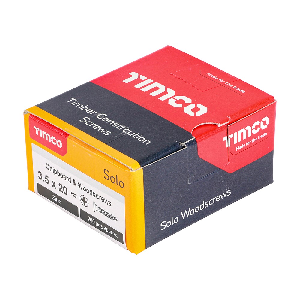 TIMCO Solo Woodscrews - PZ -Zinc 3.5 x 20mm (200 Pack)