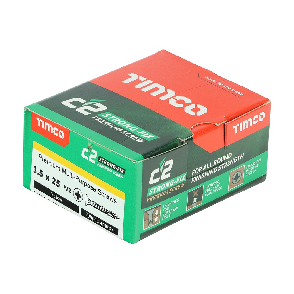 TIMCO C2 Strong-Fix Multi-Purpose Premium Screws - PZ - 3.5 x 25mm (200 Pack)