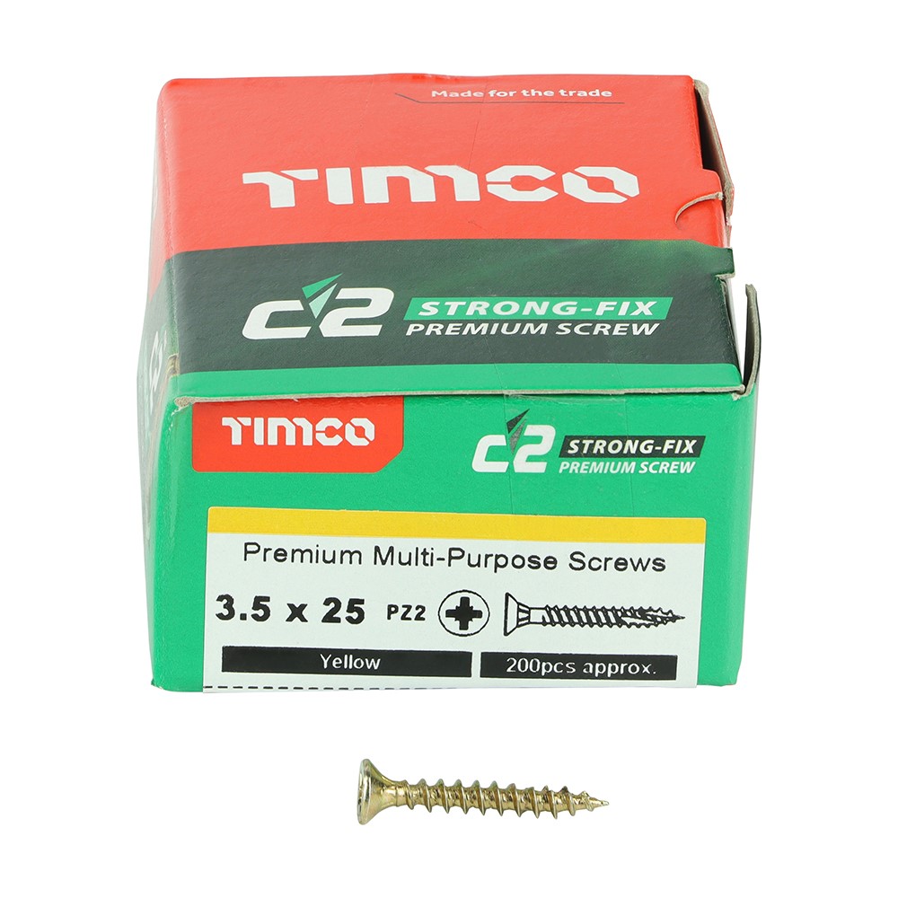 TIMCO C2 Strong-Fix Multi-Purpose Premium Screws - PZ - 3.5 x 25mm (200 Pack)