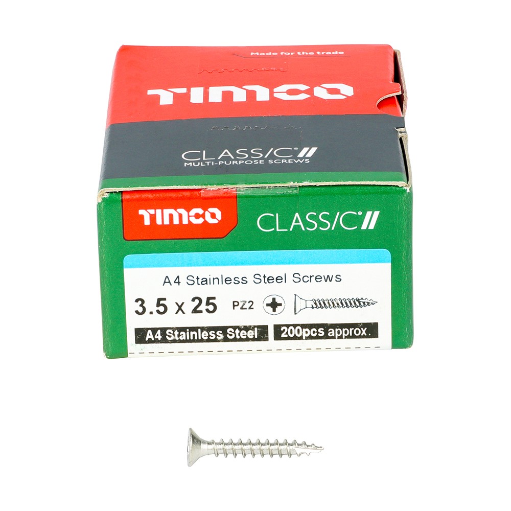 TIMCO Classic Multi-Purpose Screws - PZ -A4 Stainless Steel 3.5 x 25mm (200 Pack)