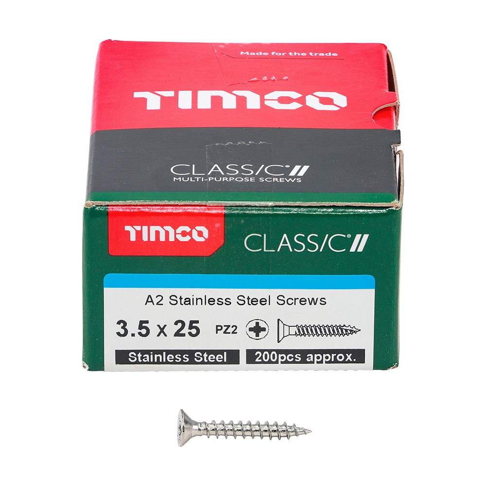 TIMCO Classic Multi-Purpose Screws - PZ -A2 Stainless Steel 3.5 x 25mm (200 Pack)