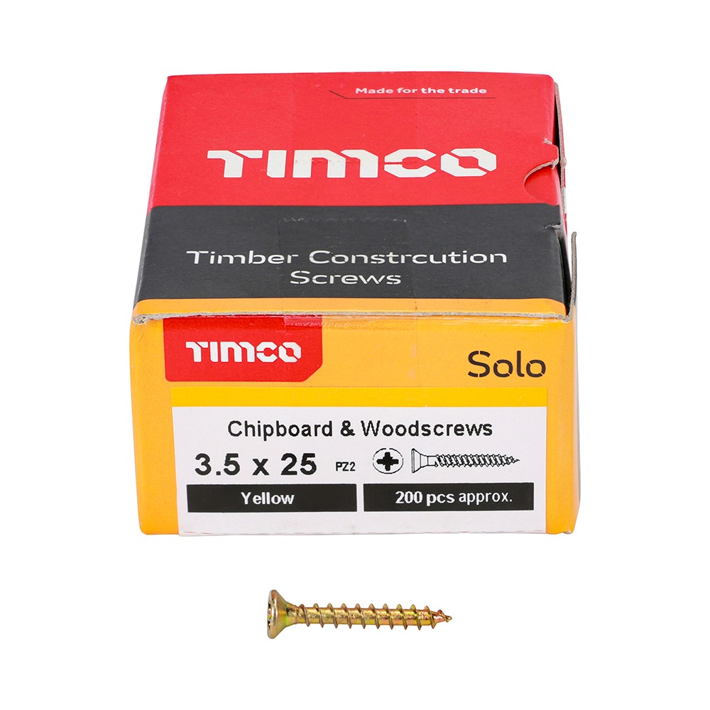 TIMCO Solo Woodscrews - PZ - 3.5 x 25mm (200 Pack)