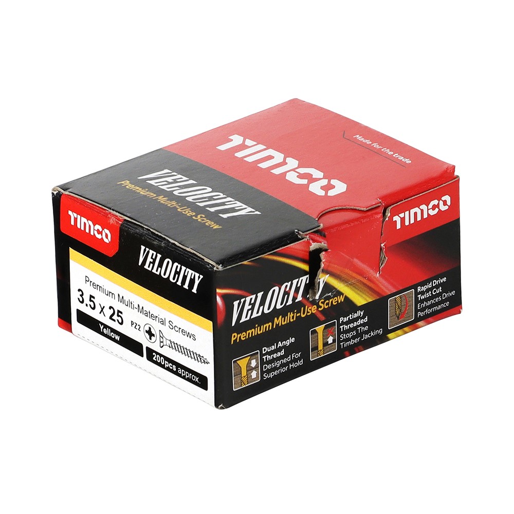 TIMCO Velocity Premium Multi-Use Screws - PZ - 3.5 x 25mm (200 Pack)