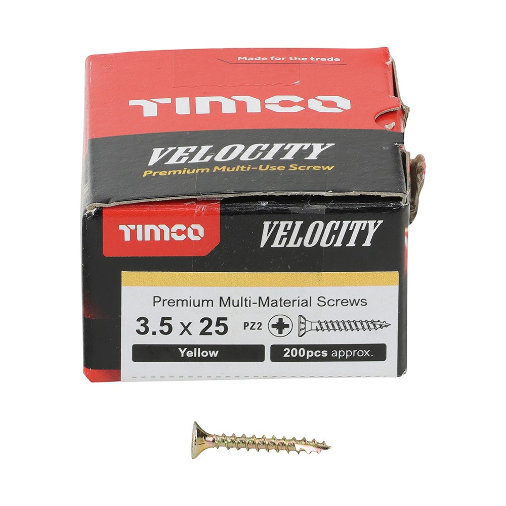 TIMCO Velocity Premium Multi-Use Screws - PZ - 3.5 x 25mm (200 Pack)