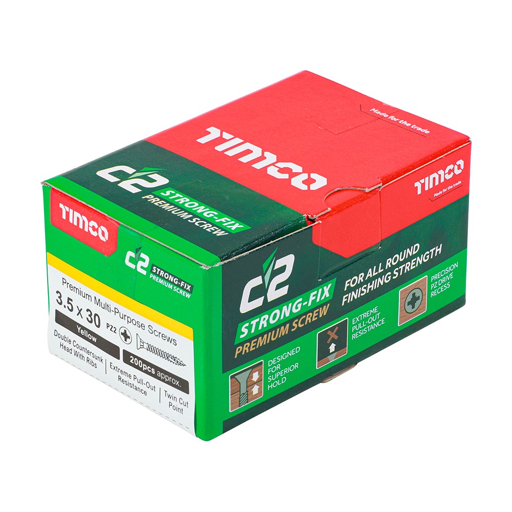 TIMCO C2 Strong-Fix Multi-Purpose Premium Screws - PZ - 3.5 x 30mm (200 Pack)