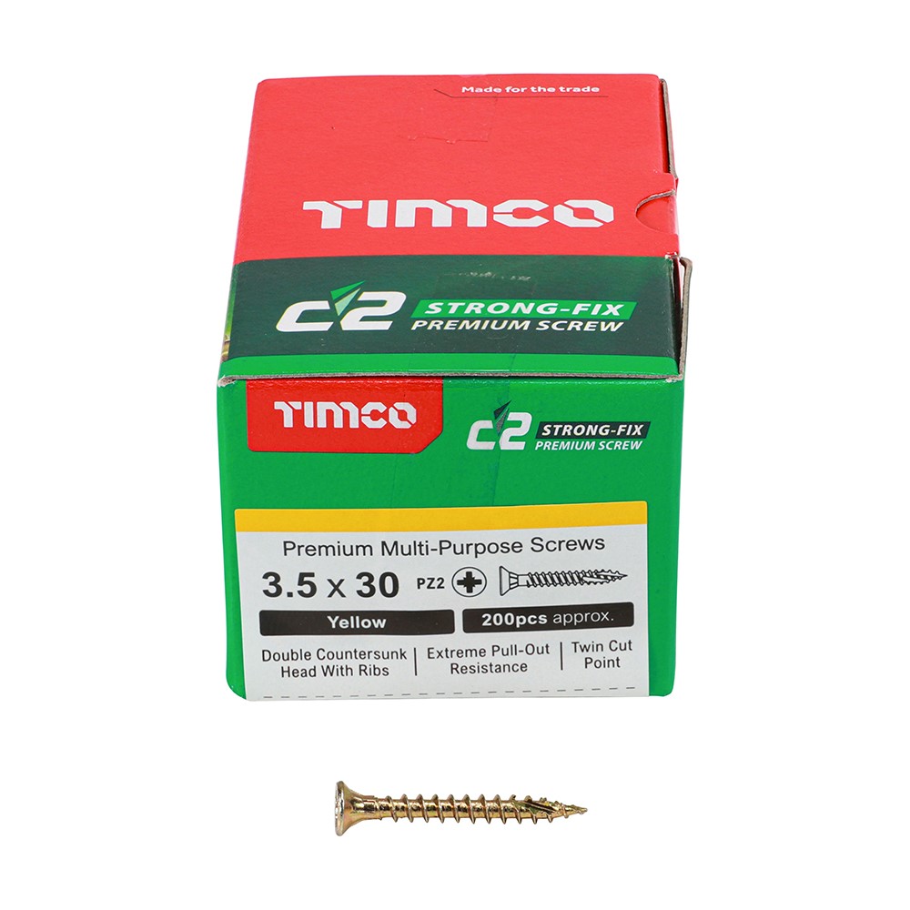 TIMCO C2 Strong-Fix Multi-Purpose Premium Screws - PZ - 3.5 x 30mm (200 Pack)