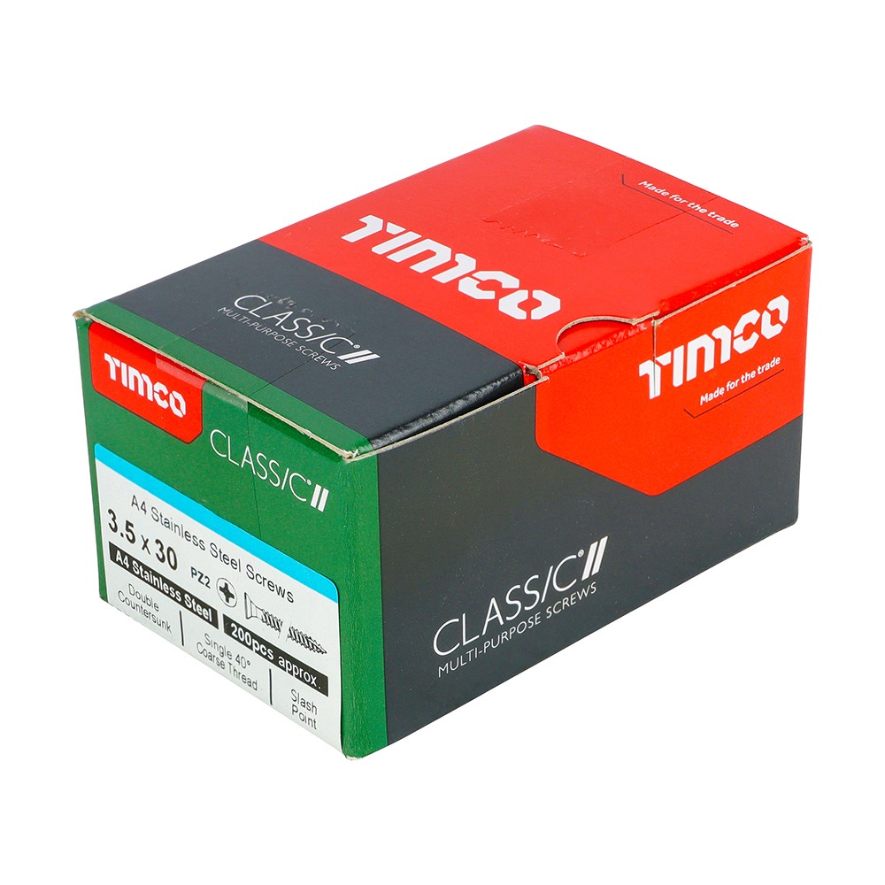 TIMCO Classic Multi-Purpose Screws - PZ -A4 Stainless Steel 3.5 x 30mm (200 Pack)