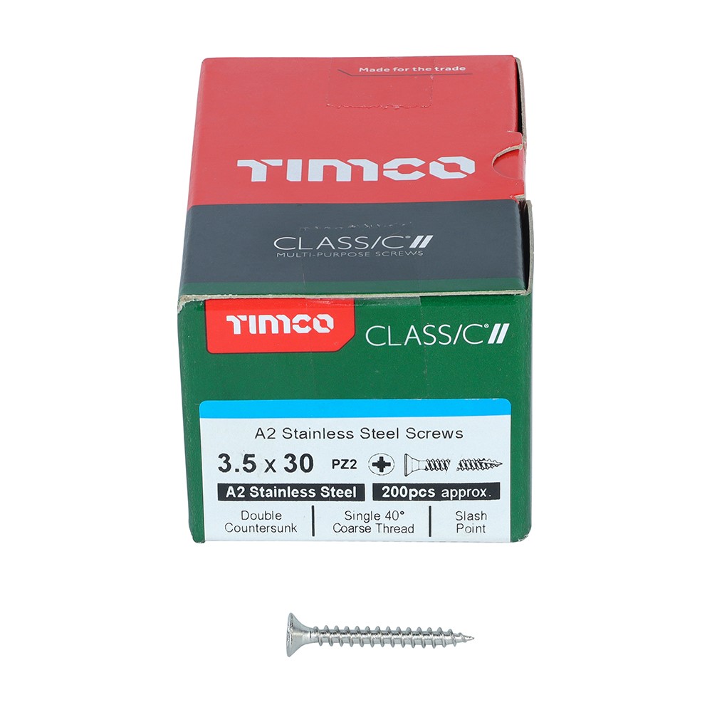 TIMCO Classic Multi-Purpose Screws - PZ -A2 Stainless Steel 3.5 x 30mm (200 Pack)