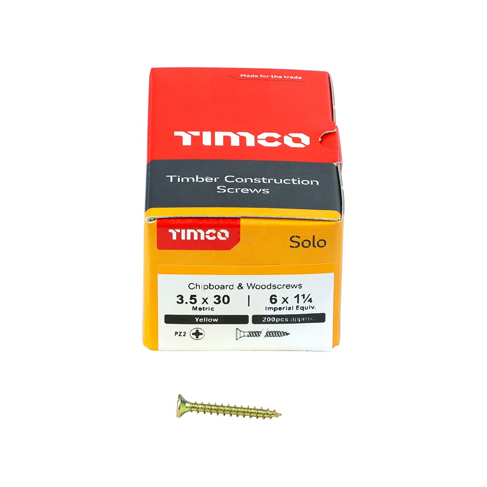 TIMCO Solo Woodscrews - PZ - 3.5 x 30mm (200 Pack)