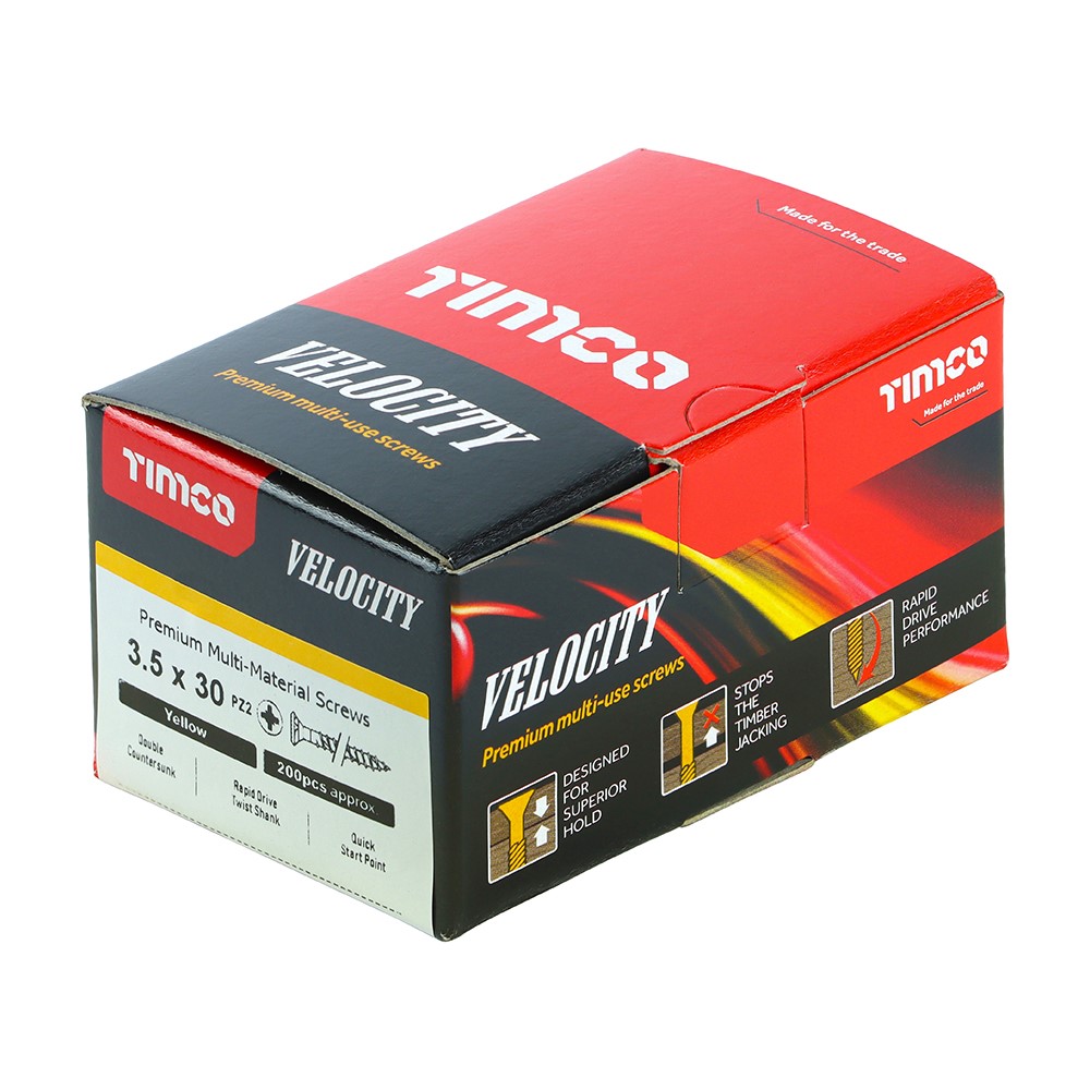 TIMCO Velocity Premium Multi-Use Screws - PZ - 3.5 x 30mm (200 Pack)