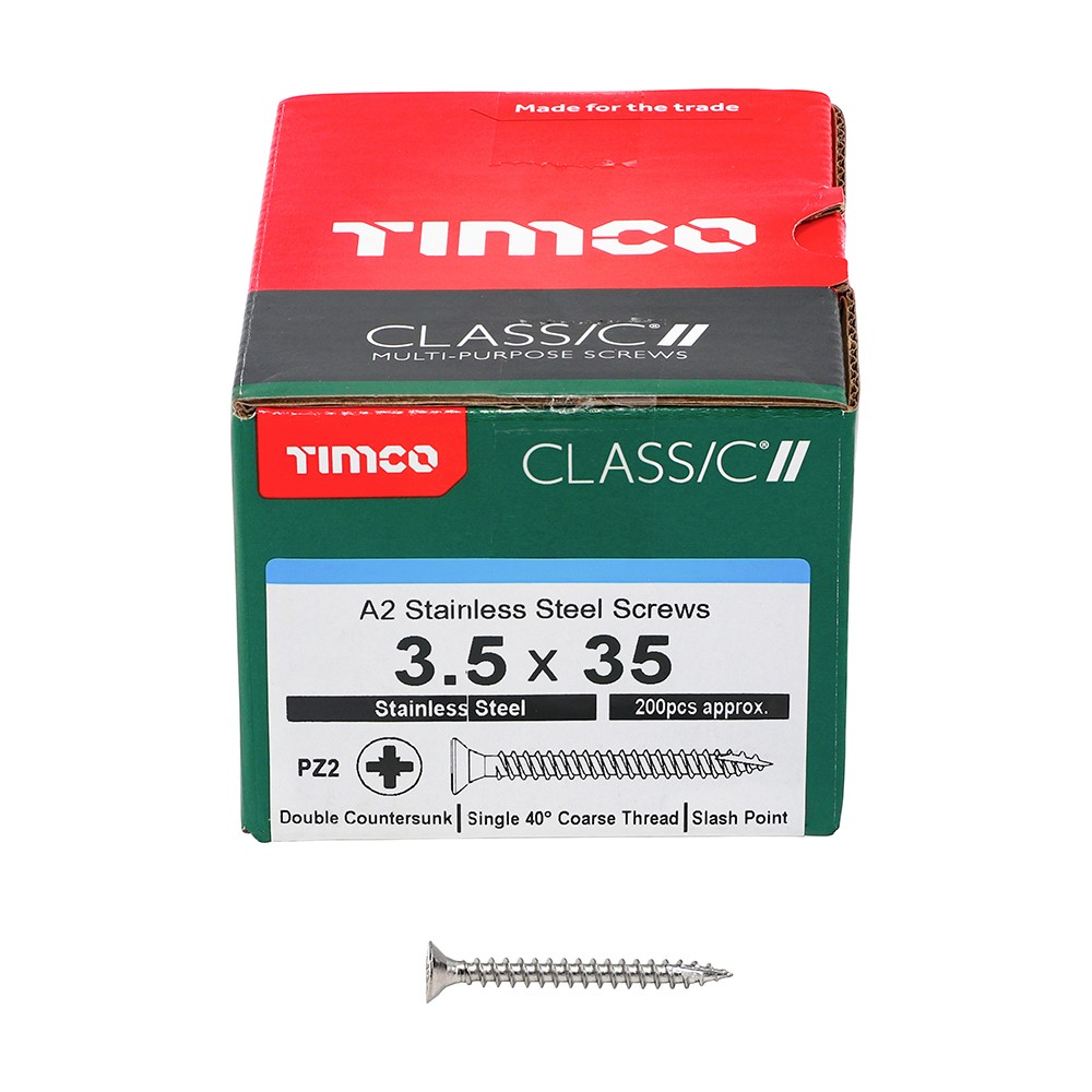 TIMCO Classic Multi-Purpose Screws - PZ -A2 Stainless Steel 3.5 x 35mm (200 Pack)