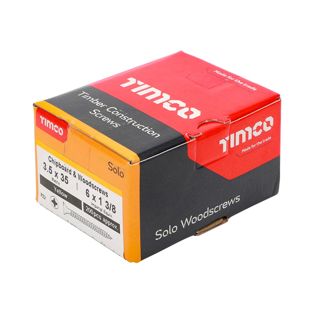 TIMCO Solo Woodscrews - PZ - 3.5 x 35mm (200 Pack)