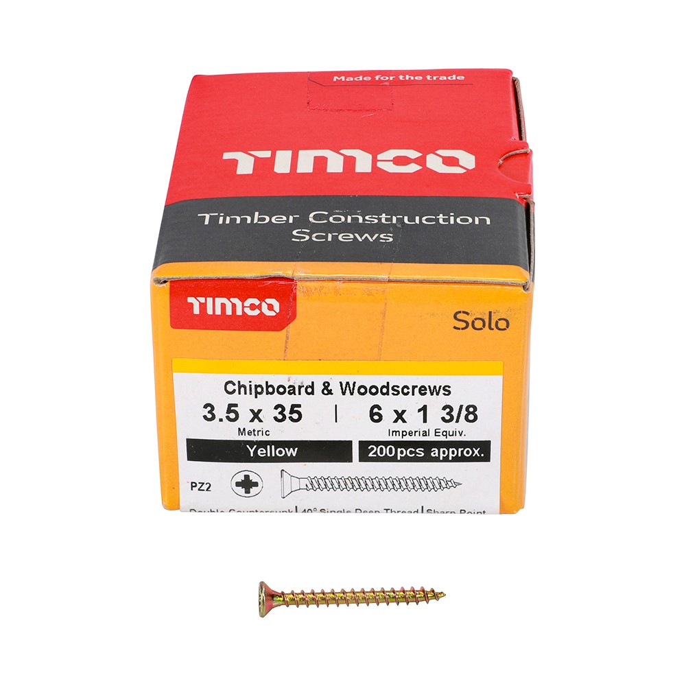 TIMCO Solo Woodscrews - PZ - 3.5 x 35mm (200 Pack)