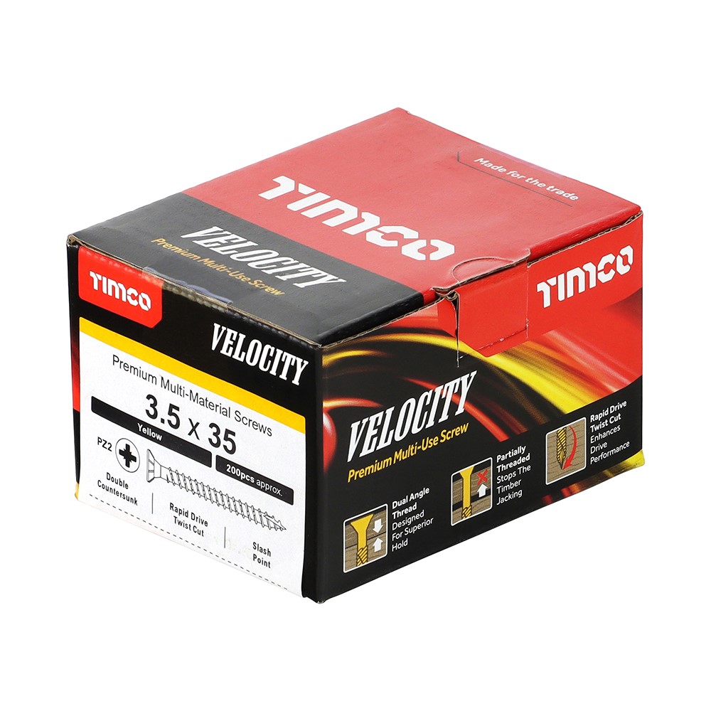 TIMCO Velocity Premium Multi-Use Screws - PZ - 3.5 x 35mm (200 Pack)