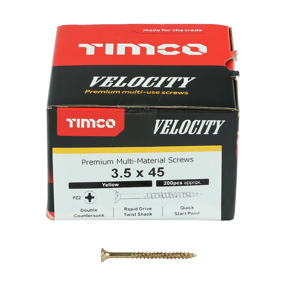 TIMCO Velocity Premium Multi-Use Screws - PZ - 3.5 x 45mm (200 Pack)