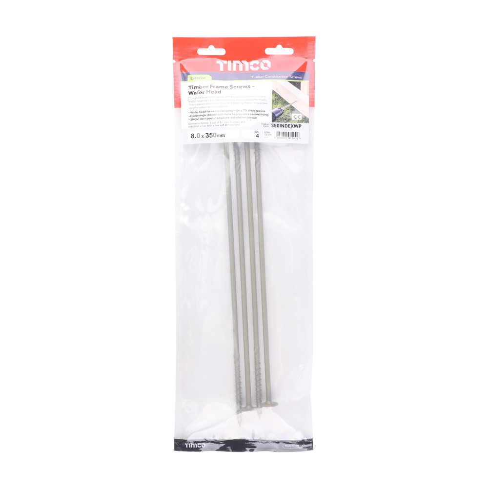 TIMCO Wafer Head Timber Screws Green 8.0 x 350mm (4 Pack)